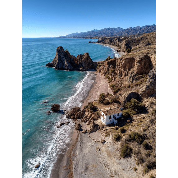 Coastal Villa Landscape Canvas Print Wall Art for Living Room Bedroom Bathroom Hallway Office Decor