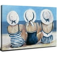 thumbnail image 1 of Coastal Wall Art Bathroom Nautical Beach Wall Decor for Bedroom Beach Surf Girls Canvas Prints Picture Blue Beach Swimsuit Painting Beauty Room Living Room Beach House Ocean Poster Home Decorations, 1 of 6