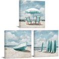 thumbnail image 1 of Coastal Wall Art Beach Landscape Painting Turquoise Bathroom Decor Picture Framed 12inx12inx3Pieces (Turquoise), 1 of 6