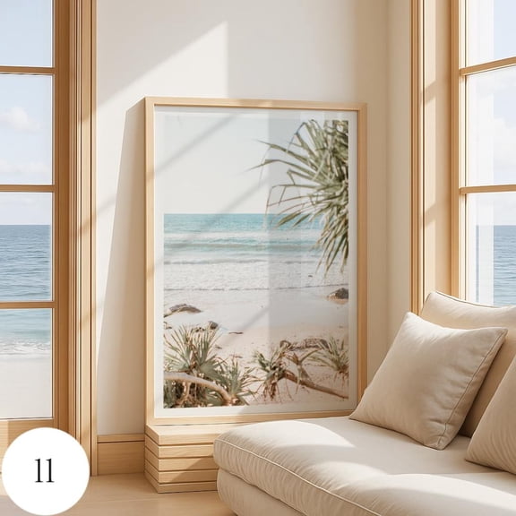 Coastal Wall Art Byron Bay Poster Boho House Palm Tree Pastel Decor, Unframed Poster