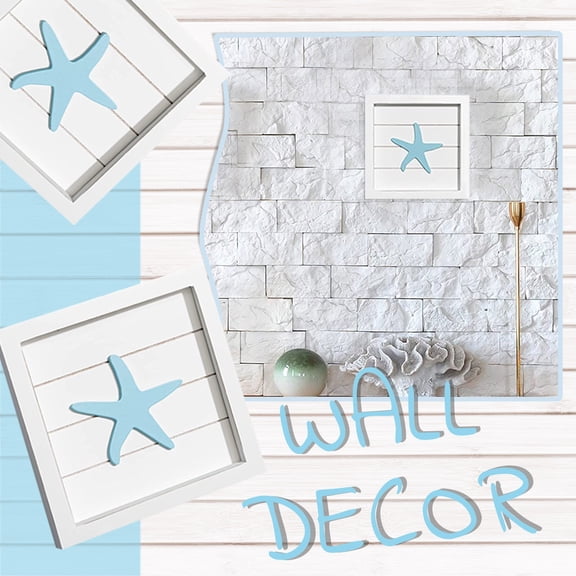 Coastal Wall Art,Ocean Beach Themed Room Decor,Coastal 3D Wall Art with Starfish,Seahorse,Sand Dollar and Coral,Turquoise Coastal,Ocean Inspired Seaside Decorations for Home or Beach(Starfish)