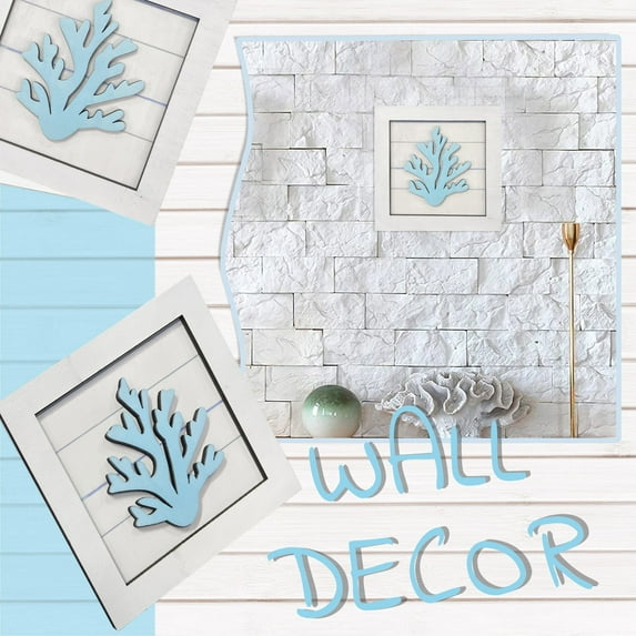 Coastal Wall Art,Ocean Beach Themed Room Decor,Coastal 3D Wall Art with Starfish,Seahorse,Sand Dollar and Coral,Turquoise Coastal,Ocean Inspired Seaside Decorations for Home or Beach(Coral)