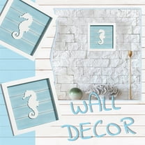Coastal Wall Art,Ocean Beach Themed Room Decor,Coastal 3D Wall Art with Starfish,Seahorse,Sand Dollar and Coral,Turquoise Coastal,Ocean Inspired Seaside Decorations for Home or Beach(Seahorse)