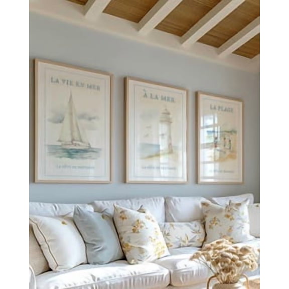 Coastal Wall Art Prints Nancy Meyers Style East Coast Decor Print Beach Art Coastal Design Cottagecore Grandmillennial Aesthetic, Stretched Canvas
