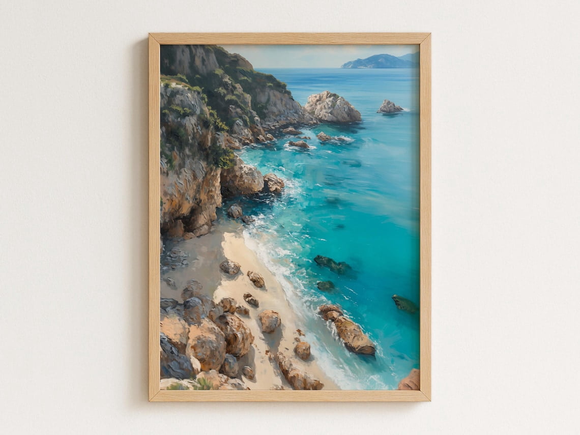 Coastal Wall Art - Turquoise Ocean - Summer Art Print - Cliffside Beach ...