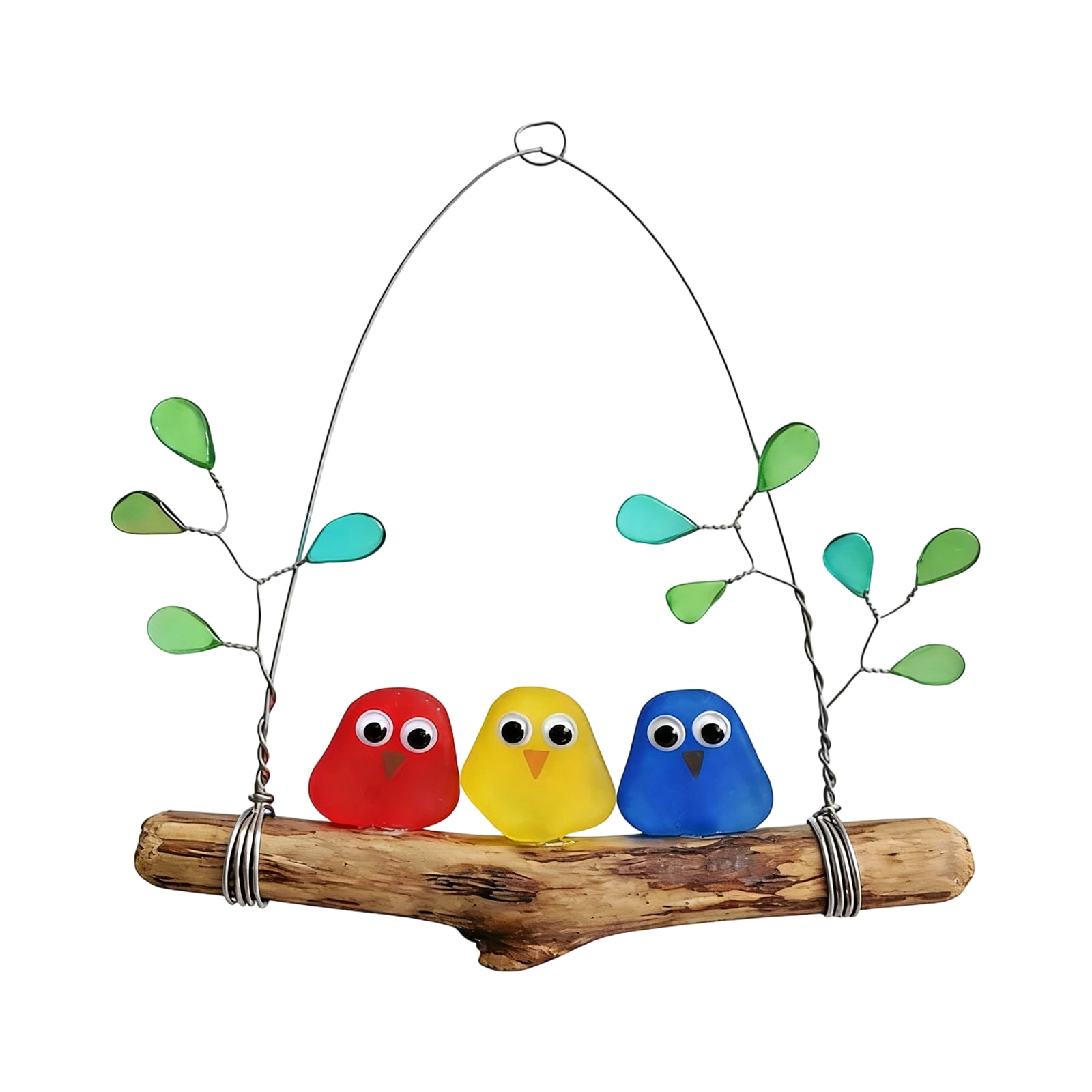 Coastal Wall Decor, Bird Wall Decor, Wall Decor Wall Hangings, 10X4 In, Sea Glass, Driftwood, Bird Perch, Hanging Ornament, Entryway Accents, 1 Pc