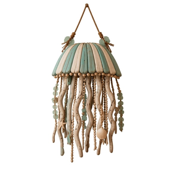 Coastal Wall Decor,Hanging Wall Decor with Jellyfish & Octopus,Ocean Wall Decor for Beach,1 Set