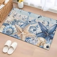 thumbnail image 1 of Coastal Washable Small Entryway Area Rugs 2'x3', Ocean Blue Beige Starfish Shells Leaves Wood Grain Low Pile Throw Rug Non-Slip Sturdy Edge Binding Carpet for Front Door Floor Room Entry, 1 of 9
