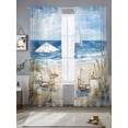 thumbnail image 1 of Coastal Wave Bliue Sheer Curtains for Living Room Bedroom Ocean Oil Painting Sea Beach Plant Sheer Curtains 84 Inch Long 2 Panels Set Light Filtering Curtain Window Treatments Drapes for Dining Room, 1 of 6