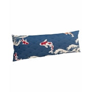 Coastal Wave Body Pillow Covers, Japanese Style Ocean Fish Blue Soft Bed Throw Pillowcases Breathable Cooling Long Lumbar Body Pillow Sham Cover for Bed Sofa 20x54
