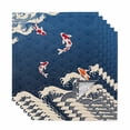 thumbnail image 1 of Coastal Wave Cloth Napkins, Japanese Style Ocean Fish Blue Washable and Reusable Dinner Napkins Set of 6, Table Napkin for Kitchen Party Birthday Wedding Hotel Housewarming 20"x20", 1 of 8