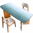 thumbnail image 1 of Coastal Wave Table Cloths for 8 Foot Rectangle Tables, Summer Ocean Nautical Beach Ombre Sky Blue Patio Waterproof Elastic Fitted Tablecloths, Washable Rectangular Table Cover for Camping, 1 of 8