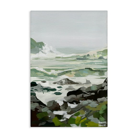 Stupell Industries Coastal Waves & Rocks Impression Canvas Wall Art, design by Brook Page