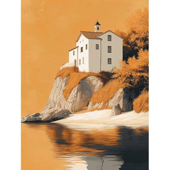 Coastal White House Canvas Print/Wall ArtPerfect for Living RoomBedroomBathroomand Hotel Decoration.