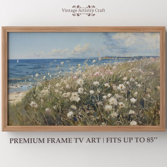 Coastal Wildflower TV Art Summer TV Art Samsung TV Art Spring Beach Decor Vintage Seaside Relaxing Floral 4K Instant