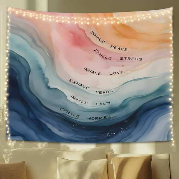 Coastal Wildflower Tapestry, Flower Field Landscape Tapestries Wall Blanket, Preppy Beach Floral Wall Hanging Decor for Teen Girl Women Home Living Room Bedroom