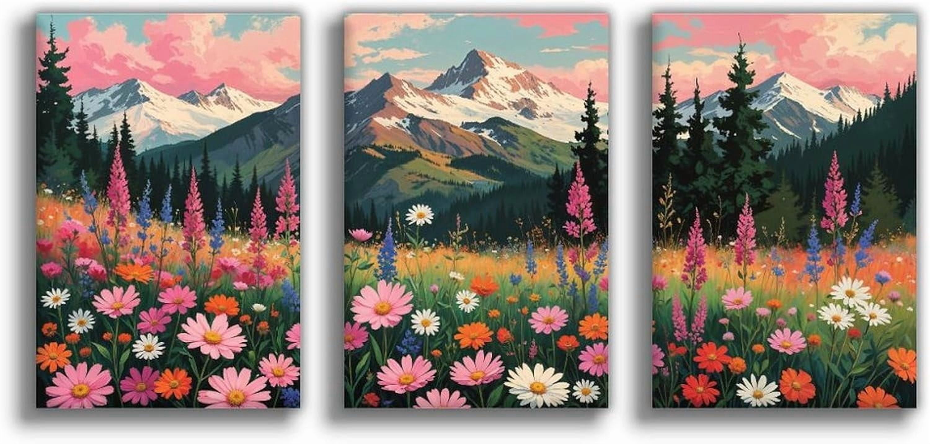 Coastal Wildflowers Set of 3 Prints Canvas Wall Art Boho Floral ...