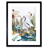 Coastal Wildlife Fauna and Flora Paper Style Artwork Framed Wall Art Print 9X7 Inch