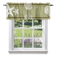 Coastal Window Valance for Kitchen, Starfish Shell Coral Rustic Olive ...