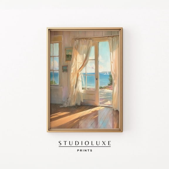 Coastal Window View Beach House Poster Unframed Paper Print