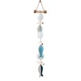 thumbnail image 1 of Coastal Wooden Fish Wall Hanging, Single Strand Blue White Nautical Decoration with Round Discs and Twine for Bedroom Entryway, 25.59in, 1 of 7