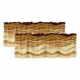 thumbnail image 1 of Coastal Yellow Curtain Valances for Windows, Kitchen Valance Window Treatments Panel 2 Pack, Ombre Ocean Wave Stripes Brown Beach Sand Rod Pocket Short Curtains for Bathroom Bedroom 60 x 18 Inch, 1 of 8
