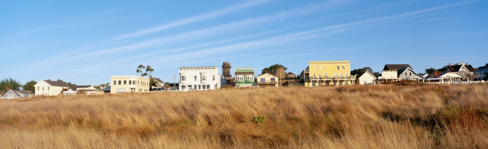 Coastal town Mendocino California Canvas Art - Panoramic Images (36 x 12)