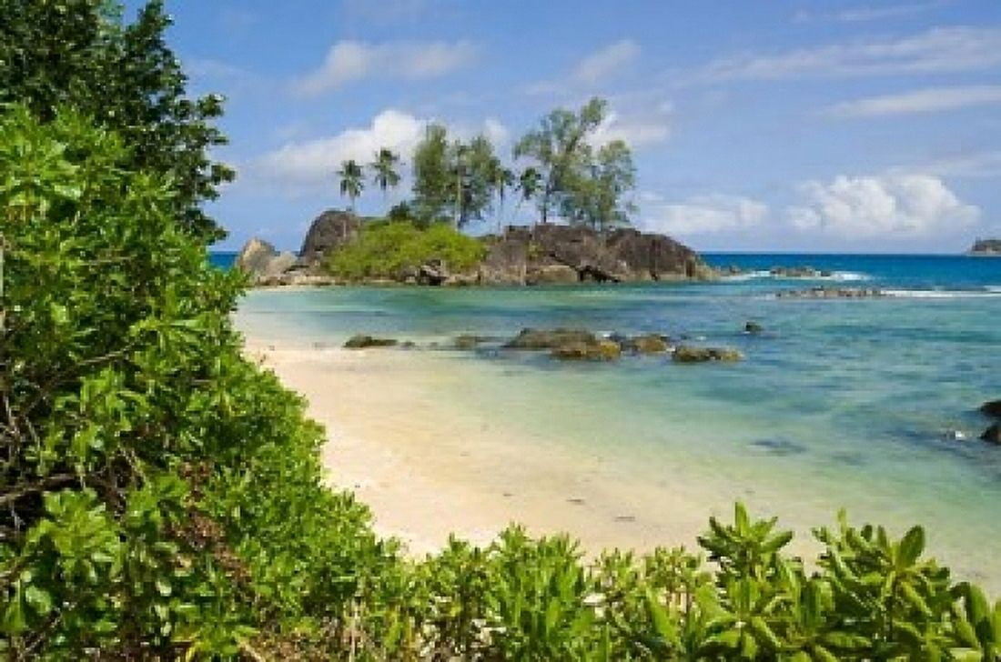 Coastal view on Mahe Island Seychelles Canvas Art - Alison Wright DanitaDelimont (17 x 11)