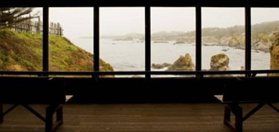 Coastal viewed from a shed at Mendocino Coast Botanical Gardens Fort Bragg California USA Canvas Art - Panoramic Images (24 x 12)