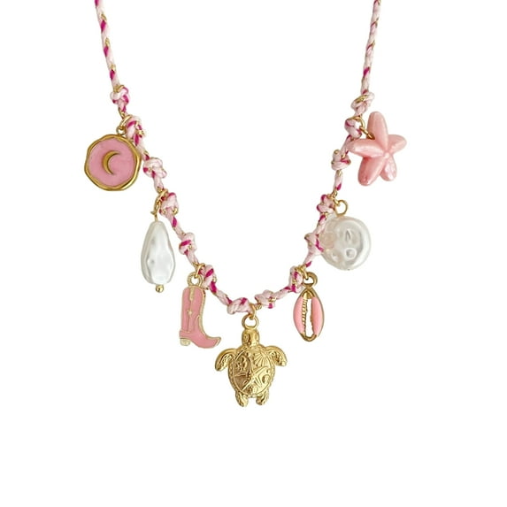Coastals Charm Necklace With Turtles Shell Starfish Pendants Ideal for Beachwear Gifting Or Daily Fashion Accessories