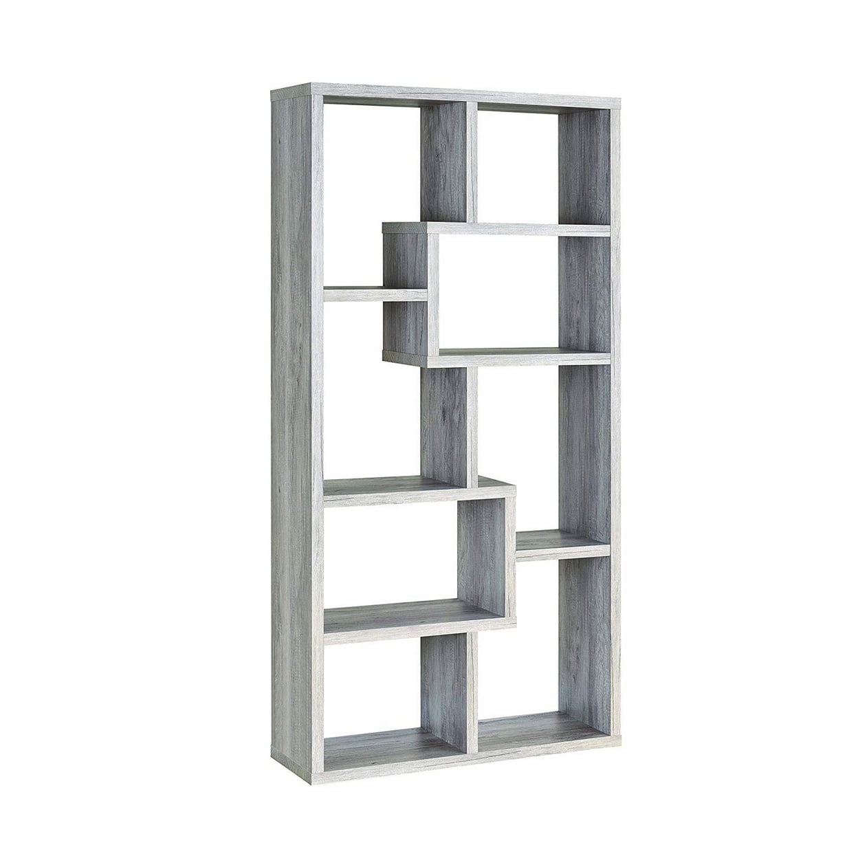 Transitional Driftwood Gray 70.75" Wooden Cube Bookcase