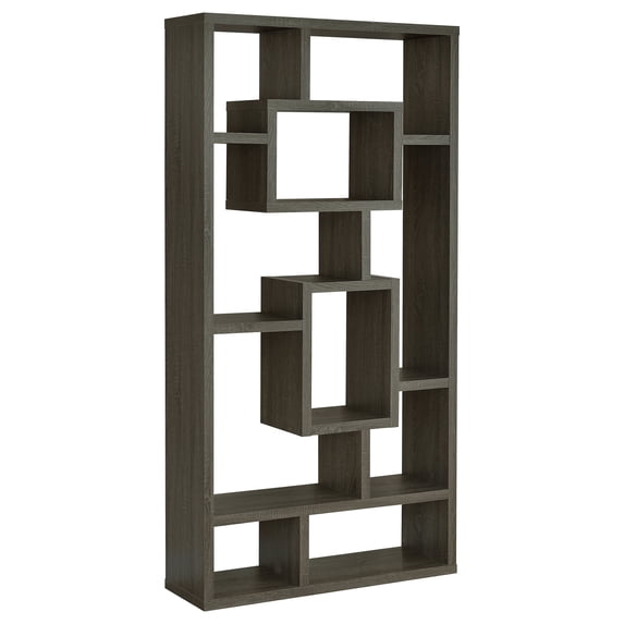 Corey 71-inch 10-shelf Bookshelf Weathered Grey