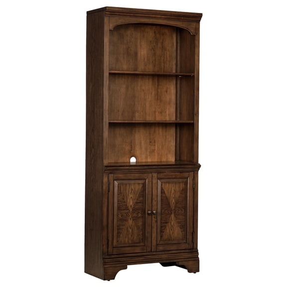 Hartshill 78-inch 5-shelf Cabinet Bookcase Burnished Oak