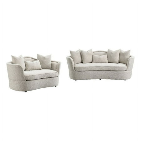 Coaster 2-Piece Chenille Upholstered Sofa Set with Camel Back in Beige