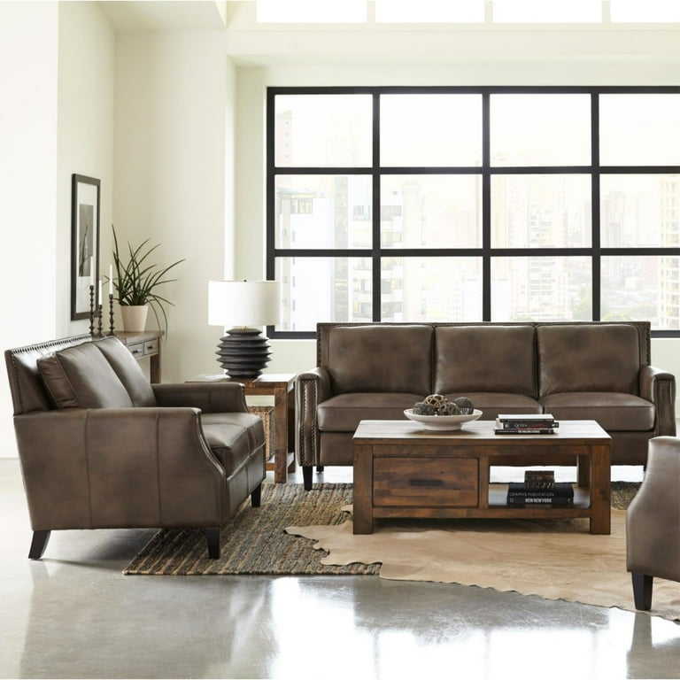 Leather sofa modern farmhouse sales