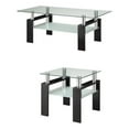 thumbnail image 1 of Coaster 2 Piece Glass Top Coffee Table and End Table Set in Black, 1 of 5