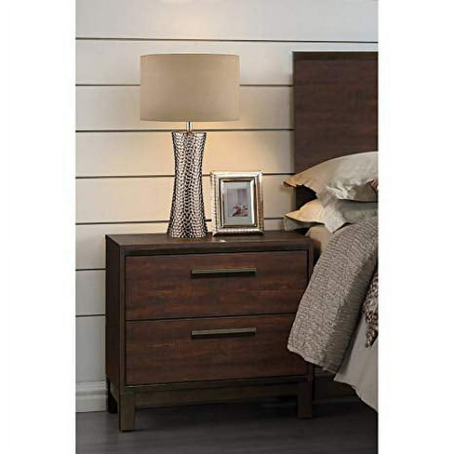 Coaster 204352CO Edmonton 2 Drawer Nightstand, Rustic Tobacco/Dark