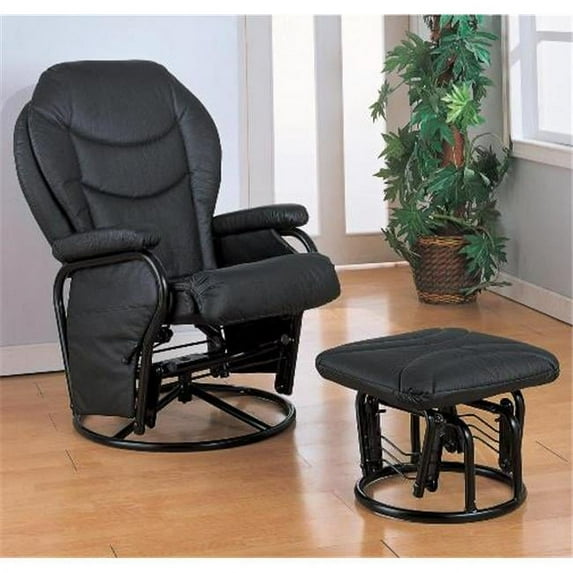 Coaster 2946 Recliners with Ottomans Glider Rocker with Round Base Ottoman - Black