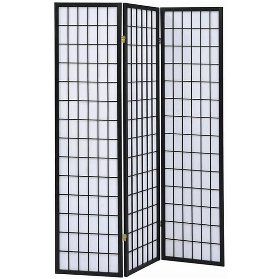 Coaster 3 PANEL Room Divider Shoji Screen, Black/white, 70.25"h