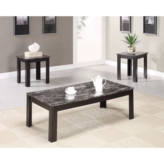 Rhodes 3-piece Faux-marble Top Occasional Table Set Black