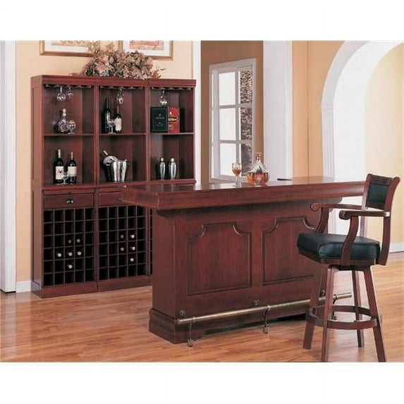 Coaster 3079 Lambert Traditional Bar Stool with Leather Back and Swivel Seat