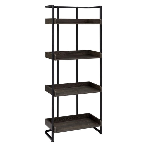 Ember 4-shelf Bookcase Dark Oak and Sandy Black