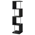 thumbnail image 1 of Baxter 67-inch 4-shelf Bookshelf Black and Chrome, 1 of 11