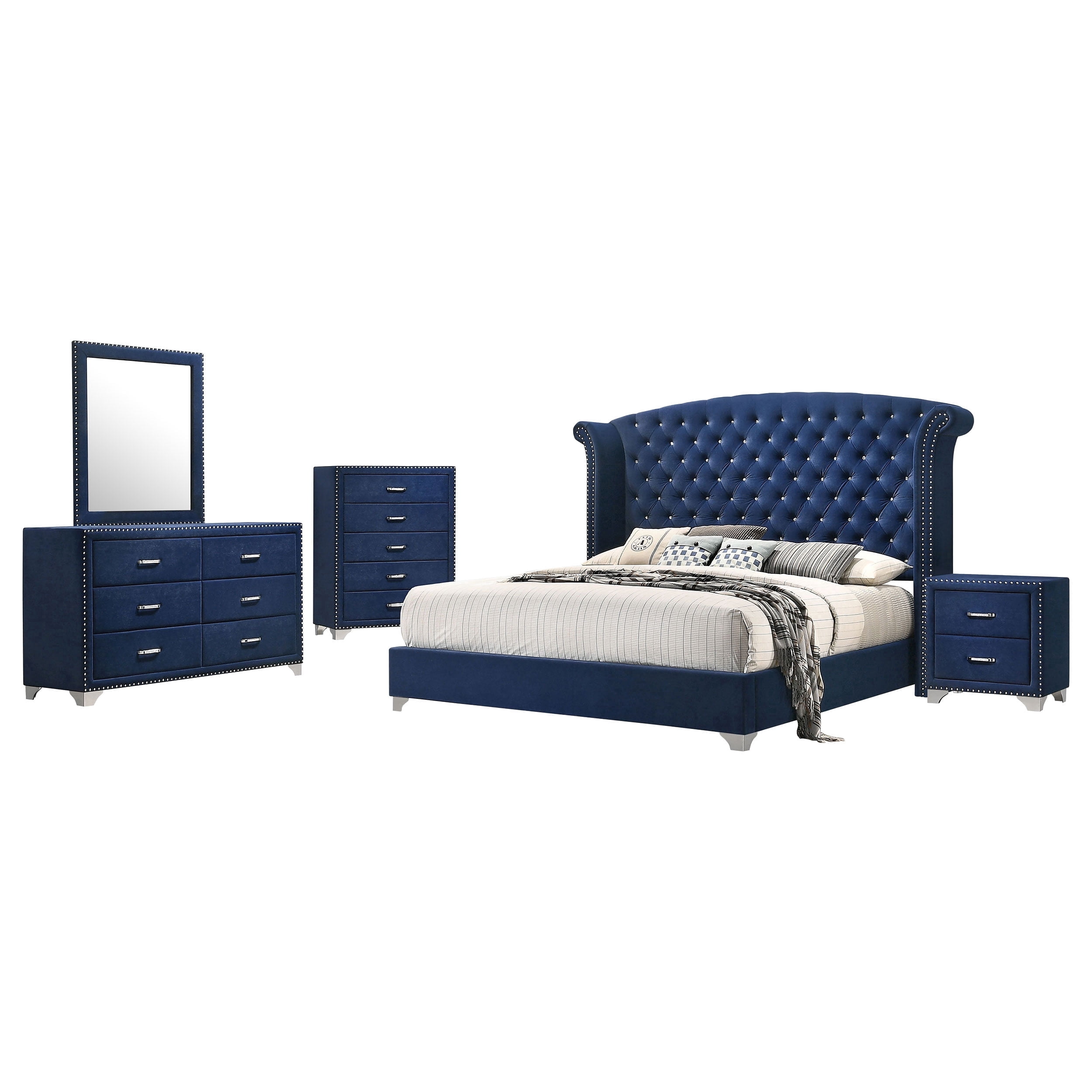 Melody Modern 5-piece Queen Size Bedroom Set with Dresser, Mirror