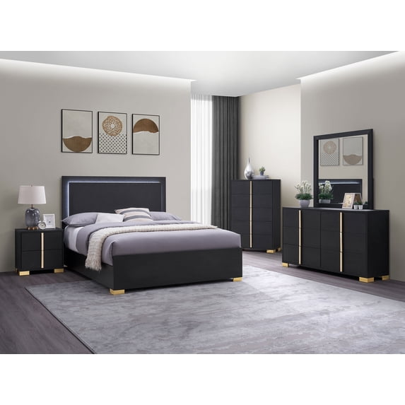 Coaster Marceline 5-Piece Eastern King Bedroom Set, Black
