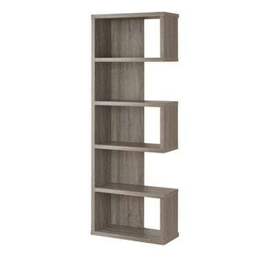 Coaster 5-Shelf Semi Backless Transitional Wood Bookcase in Gray