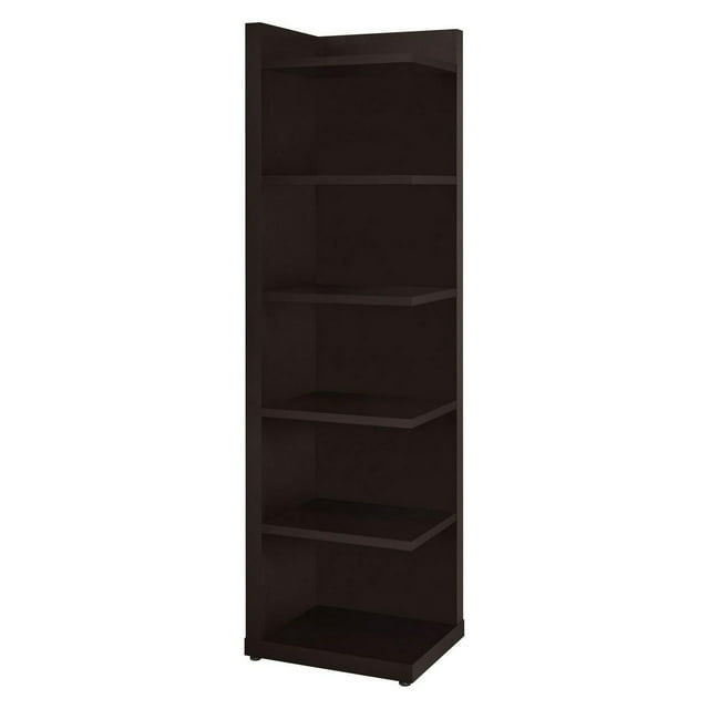 Coaster 6-Shelf Transitional Wood Corner Bookcase in Cappuccino