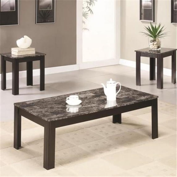 Coaster 700375 3 Piece Occasional Coffee and End Table Set with Marble