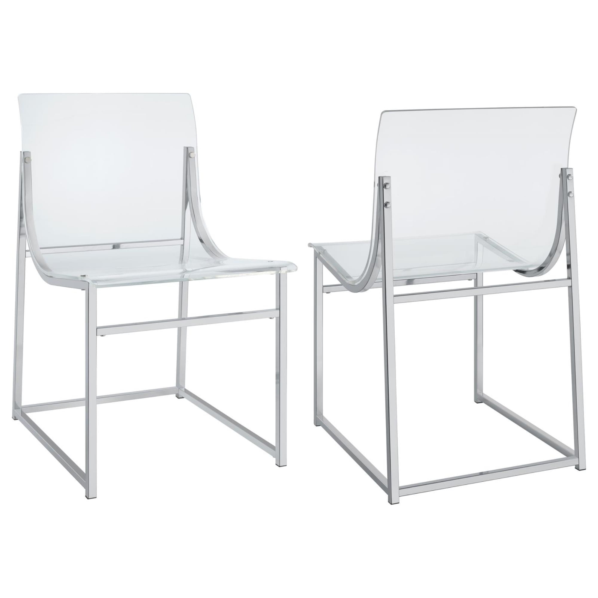 Adino Clear Acrylic and Black Nickel Side Chairs Set of 2