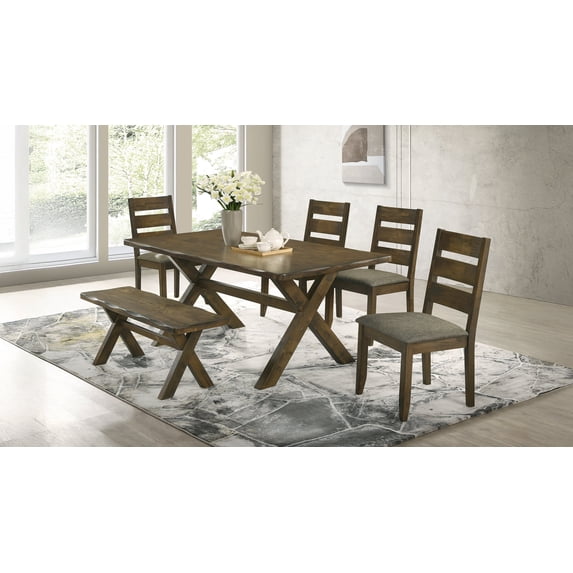 Coaster Alston 6-Piece Rectangular Dining Table Set, Knotty Nutmeg